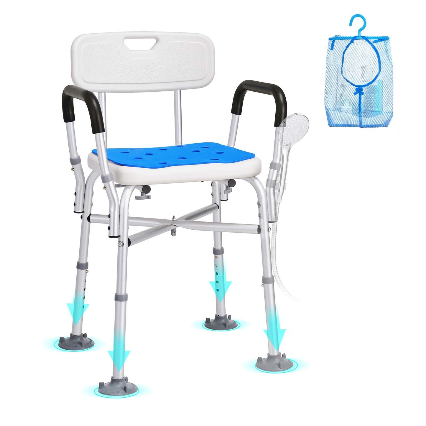 VEVOR Shower Chair Seat with Padded Arms and Back, Shower Stool with Reinforced