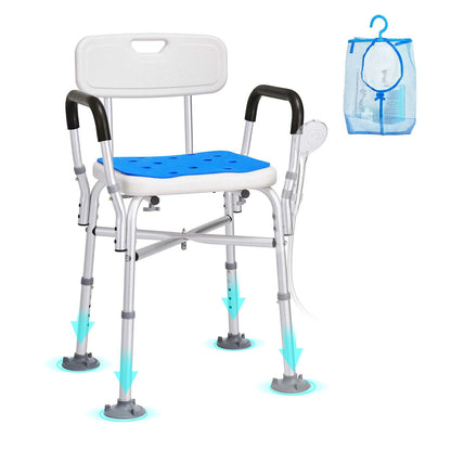 VEVOR Shower Chair Seat with Padded Arms and Back, Shower Stool with Reinforced
