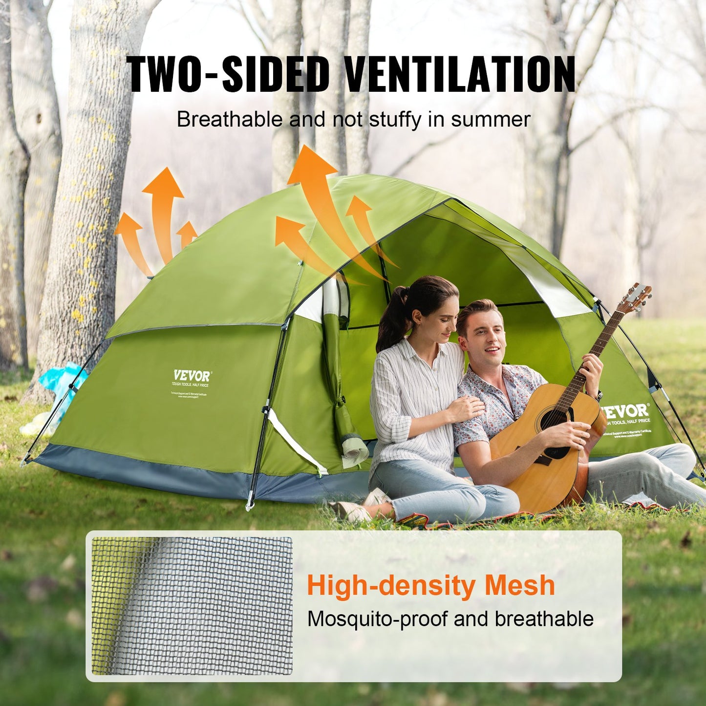 VEVOR Camping Tent, 7 x 7 x 4 ft Fit for 6 Person, Waterproof Lightweight Backpacking