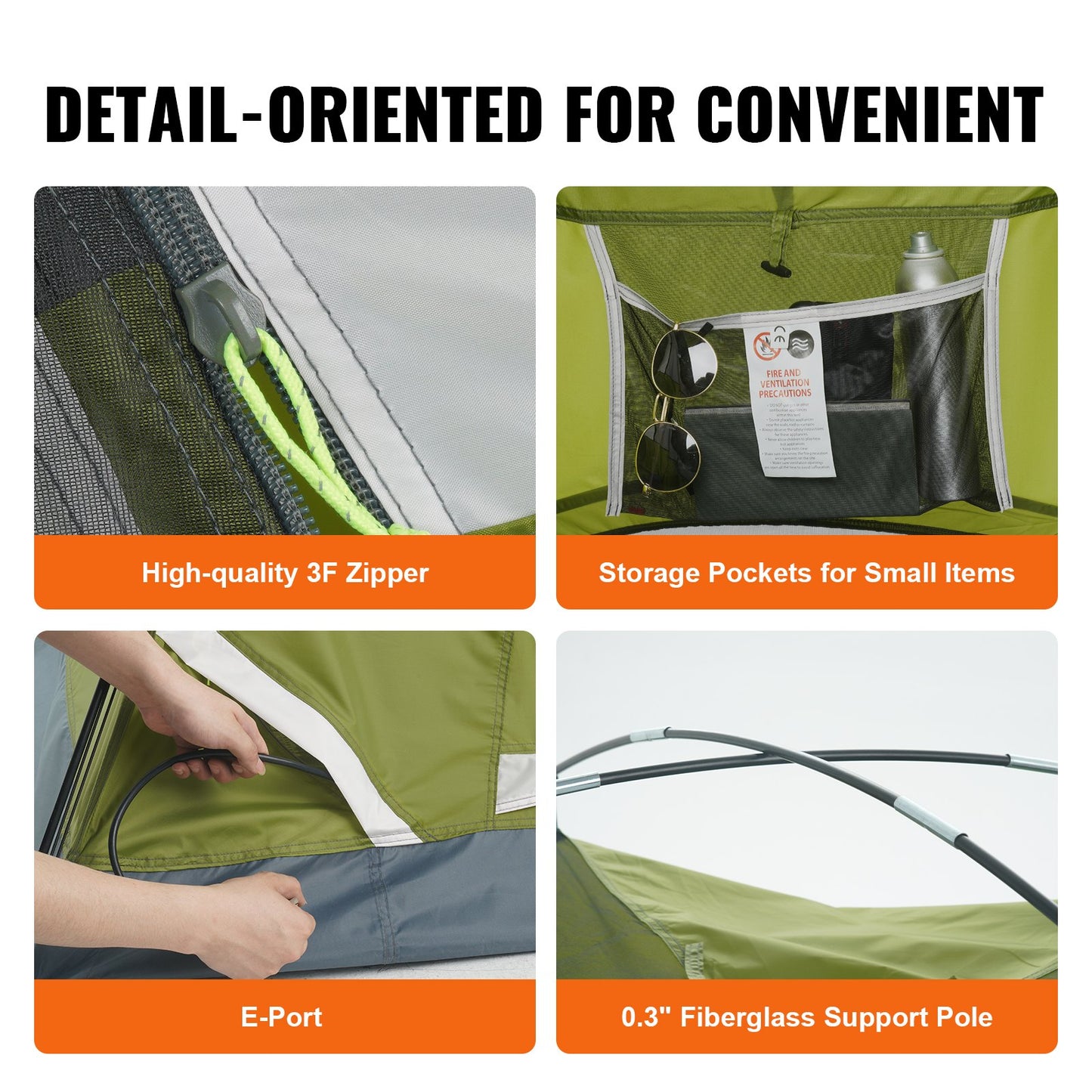 VEVOR Camping Tent, 7 x 7 x 4 ft Fit for 6 Person, Waterproof Lightweight Backpacking