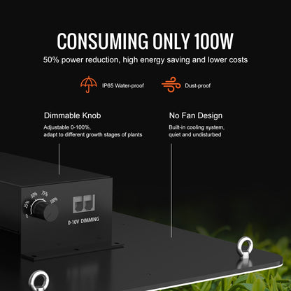 200W Full Spectrum LED Grow Light with Dimmable Samsung Diodes for Indoor Plants