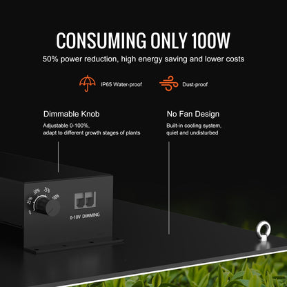 300W Full Spectrum Dimmable LED Grow Light for Indoor Plants and Greenhouses