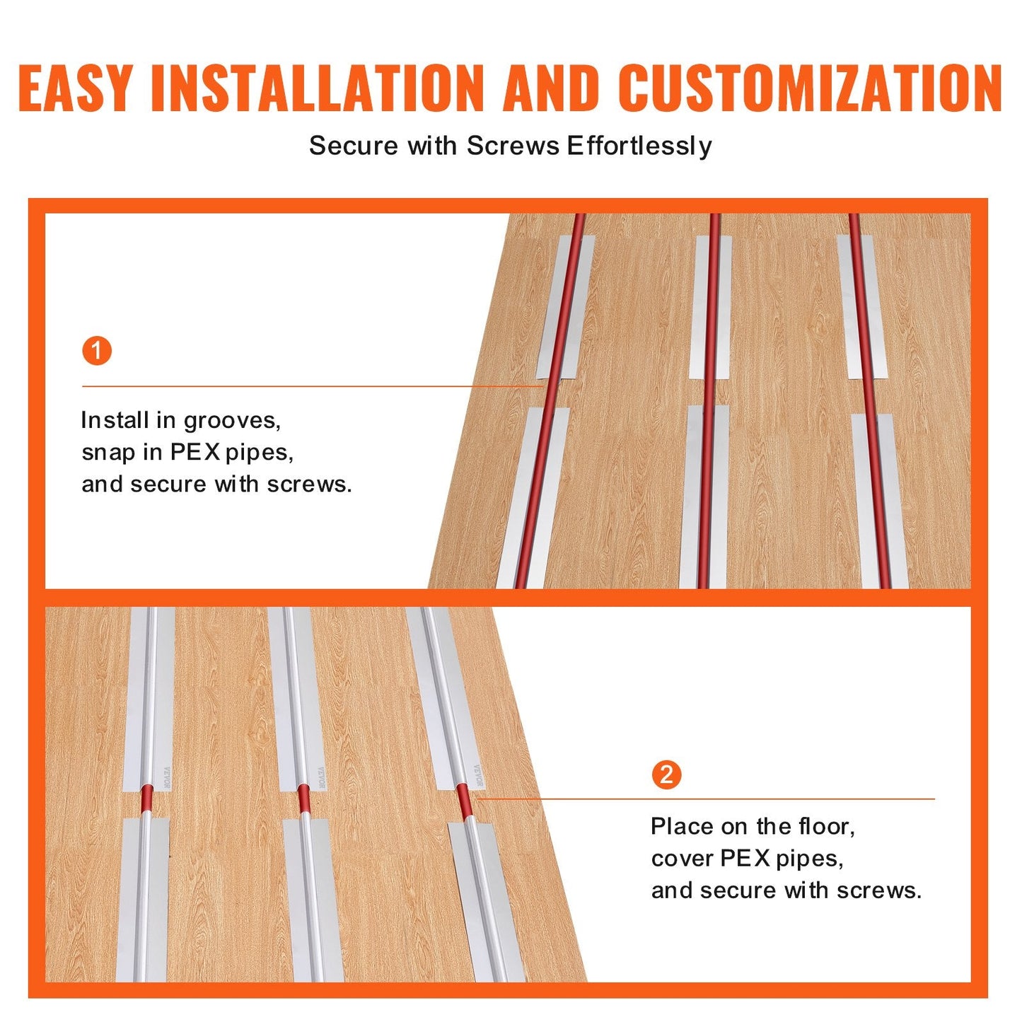 Radiant Heat Transfer Plates 0.6m for 19mm PEX Pipe, Aluminum, 200 Pieces