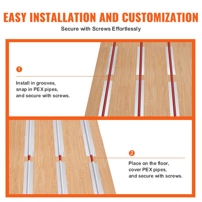 Radiant Heat Transfer Plates 0.6m for 19mm PEX Pipe, Aluminum, 200 Pieces