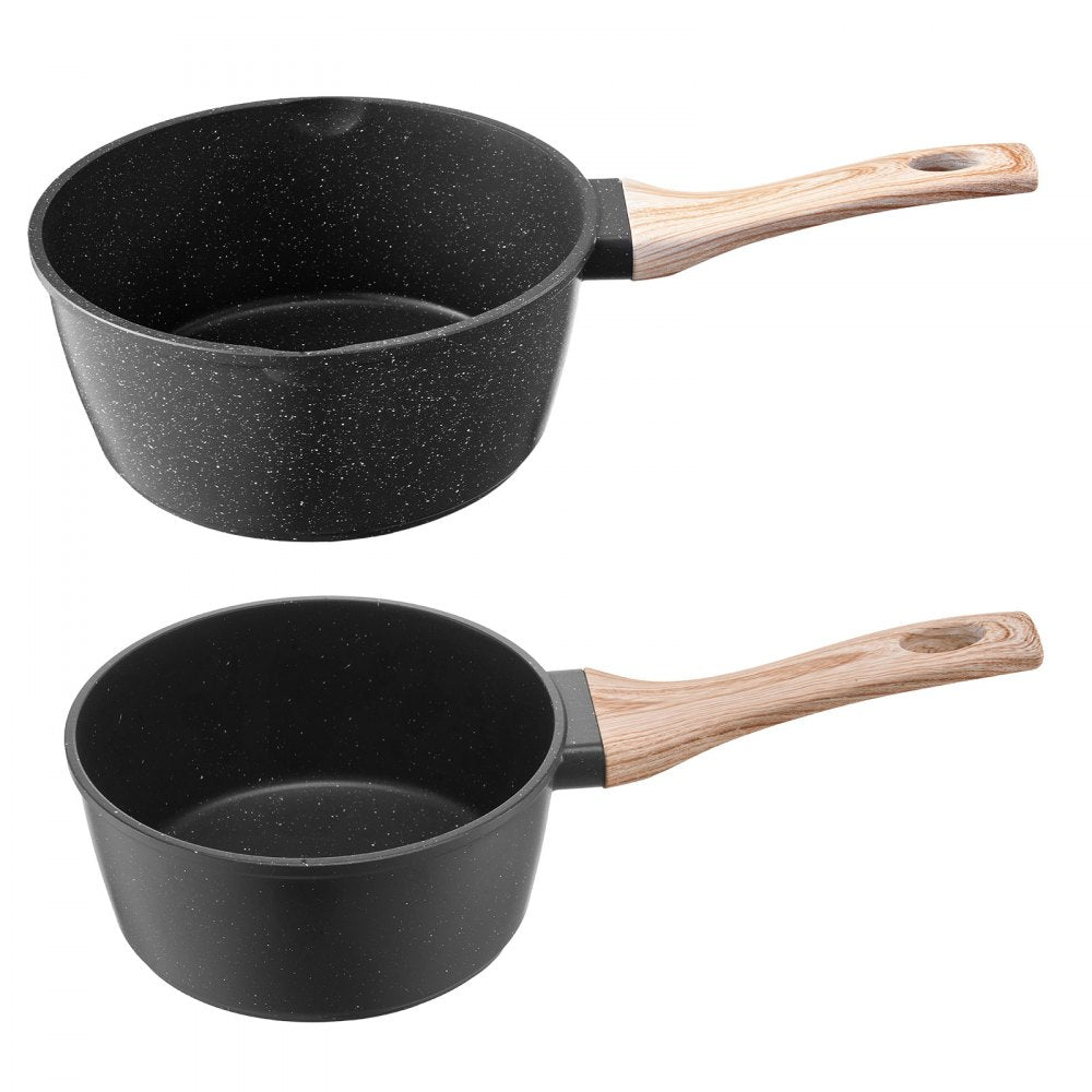 1.5 QT & 2.5 QT Nonstick Saucepan Set with Glass Lid & Detachable Handle
