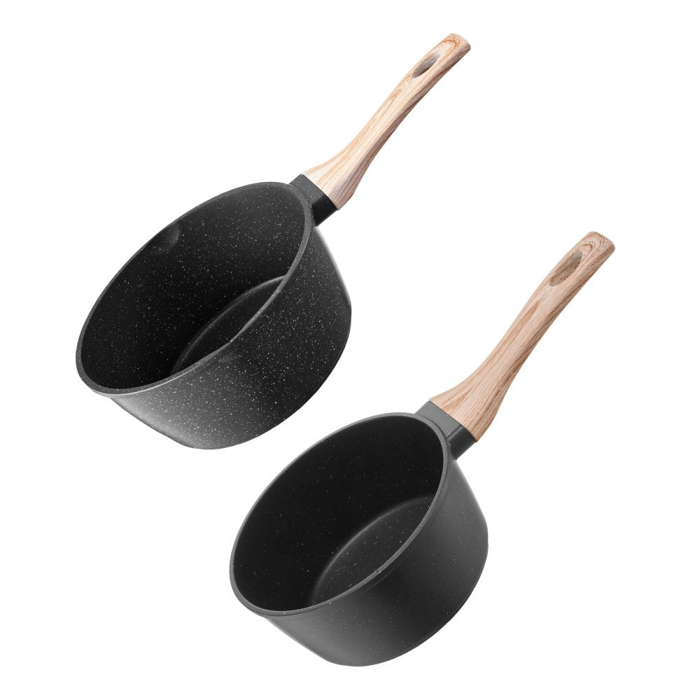 1.5 QT & 2.5 QT Nonstick Saucepan Set with Glass Lid & Detachable Handle