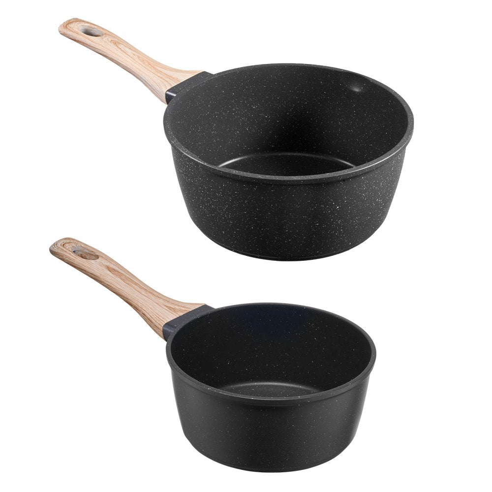 1.5 QT & 2.5 QT Nonstick Saucepan Set with Glass Lid & Detachable Handle