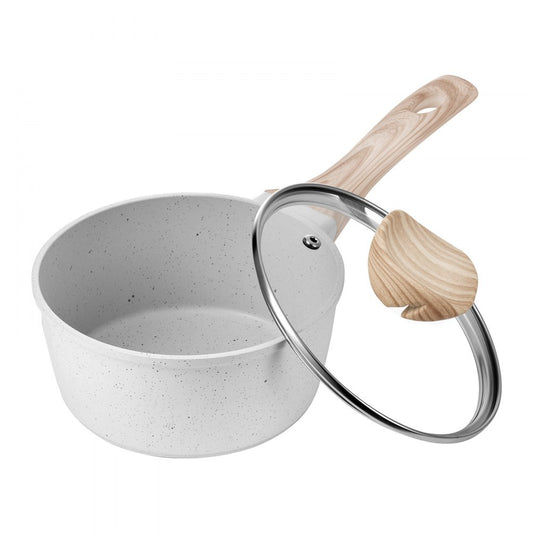 1.5 QT Saucepan Nonstick Saucepan with Glass Lid & Detachable Handle White