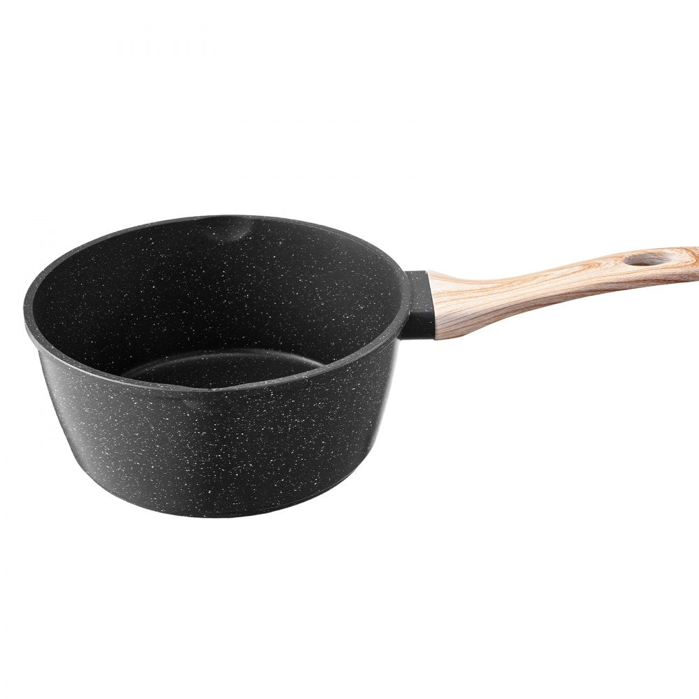 2.5 QT Saucepan Nonstick Saucepan with Glass Lid & Detachable Handle Black