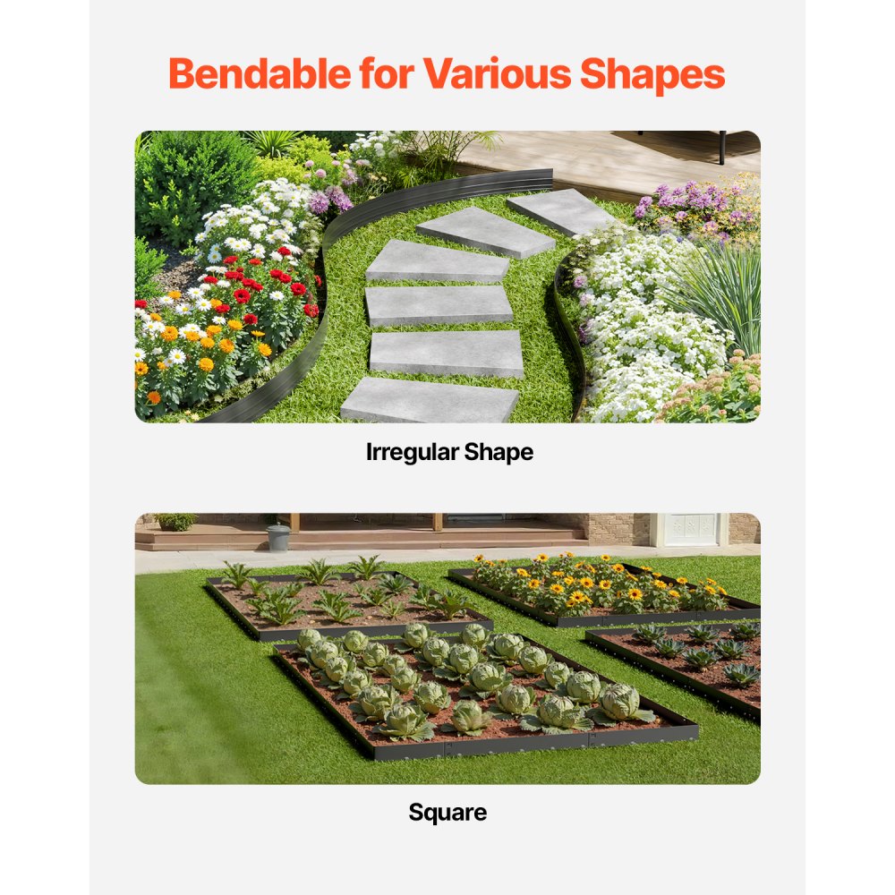 VEVOR Metal Landscape Edging 10Packs 60in Rust-Resistant Bendable for Yard Garden