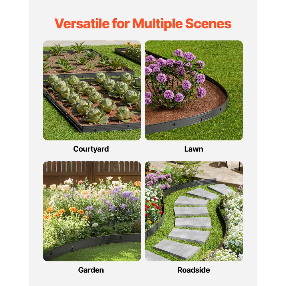 VEVOR Metal Landscape Edging 8Packs 72in Rust-Resistant Bendable for Yard Garden