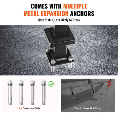 Outdoor Single Post Stair Handrail for 1-3 Steps, 113 kg Capacity, 1.02 m Height