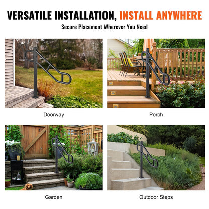 Outdoor Single Post Stair Handrail for 1-3 Steps, 113 kg Capacity, 1.02 m Height