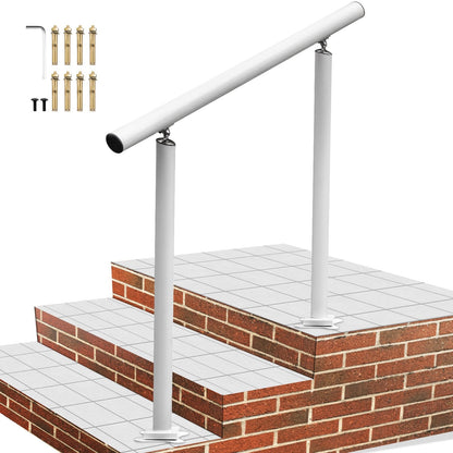 Adjustable Outdoor Handrail for 1-3 Steps, 3ft (0.91m), 75kg Capacity, White Aluminum