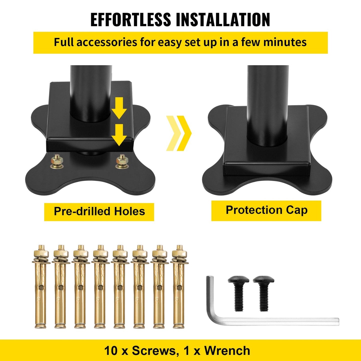 Adjustable 3ft Black Aluminum Stair Railing for 1-3 Outdoor Steps, 75 kg Capacity