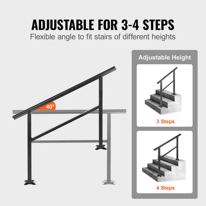 VEVOR Handrail Outdoor Stairs 47.6 X 35.2 Inch Outdoor Handrail Outdoor Stair Railing