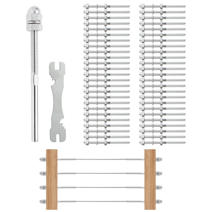 51-Piece Stainless Steel Cable Railing Kit for 3.2mm Deck - Durable & Easy Install