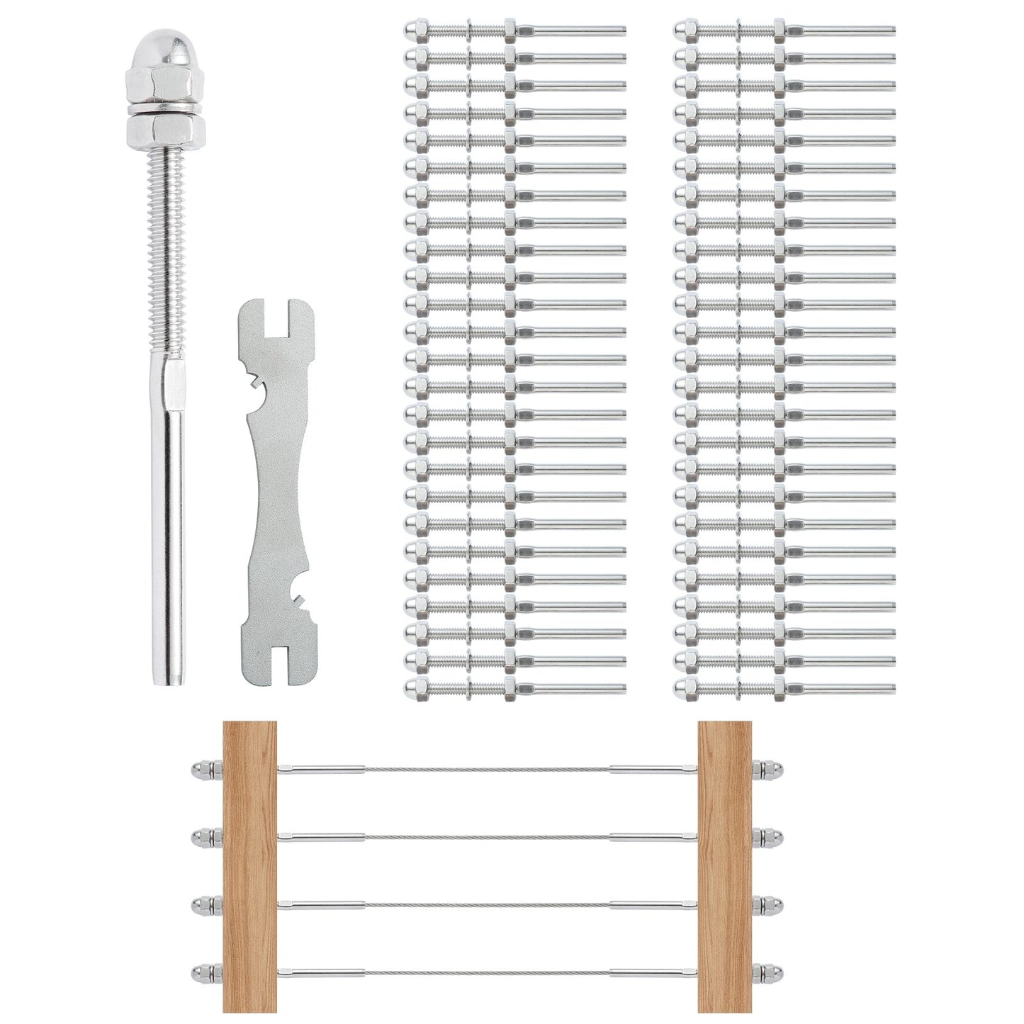 VEVOR 61 Pack Cable Railing Swage Threaded Stud Tension End Fitting Terminal for