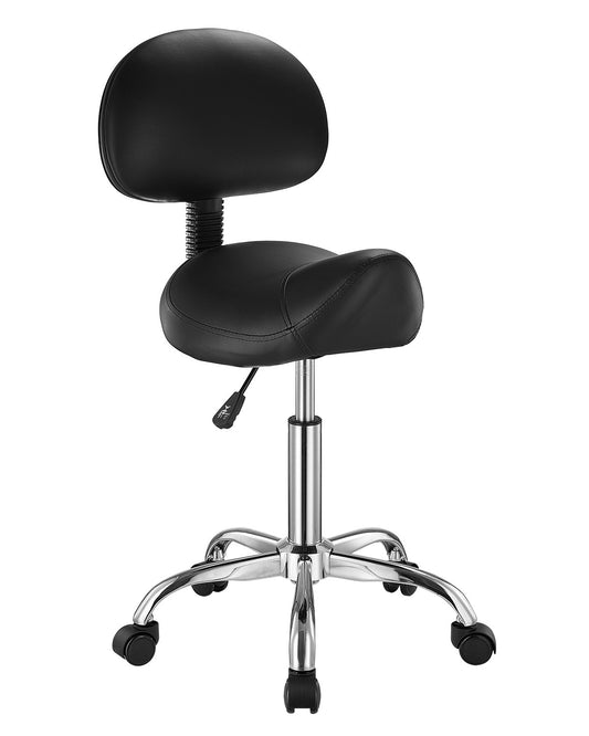VEVOR Saddle Stool Swivel Stool with Backrest PU Leather Height Adjustable Black
