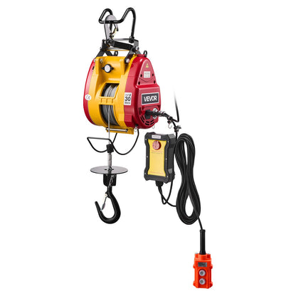 2-in-1 Electric Hoist Winch, 300 kg Capacity, 1500W Portable Power Winch Crane, 30 m Lifting Height, 18.9 m/min with Wired and Wireless Remote Control for Factory, Warehouss, Garage