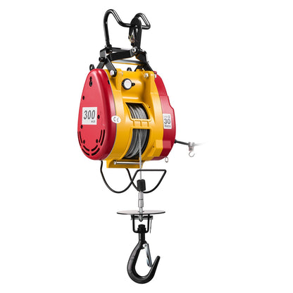 2-in-1 Electric Hoist Winch, 300 kg Capacity, 1500W Portable Power Winch Crane, 30 m Lifting Height, 18.9 m/min with Wired and Wireless Remote Control for Factory, Warehouss, Garage
