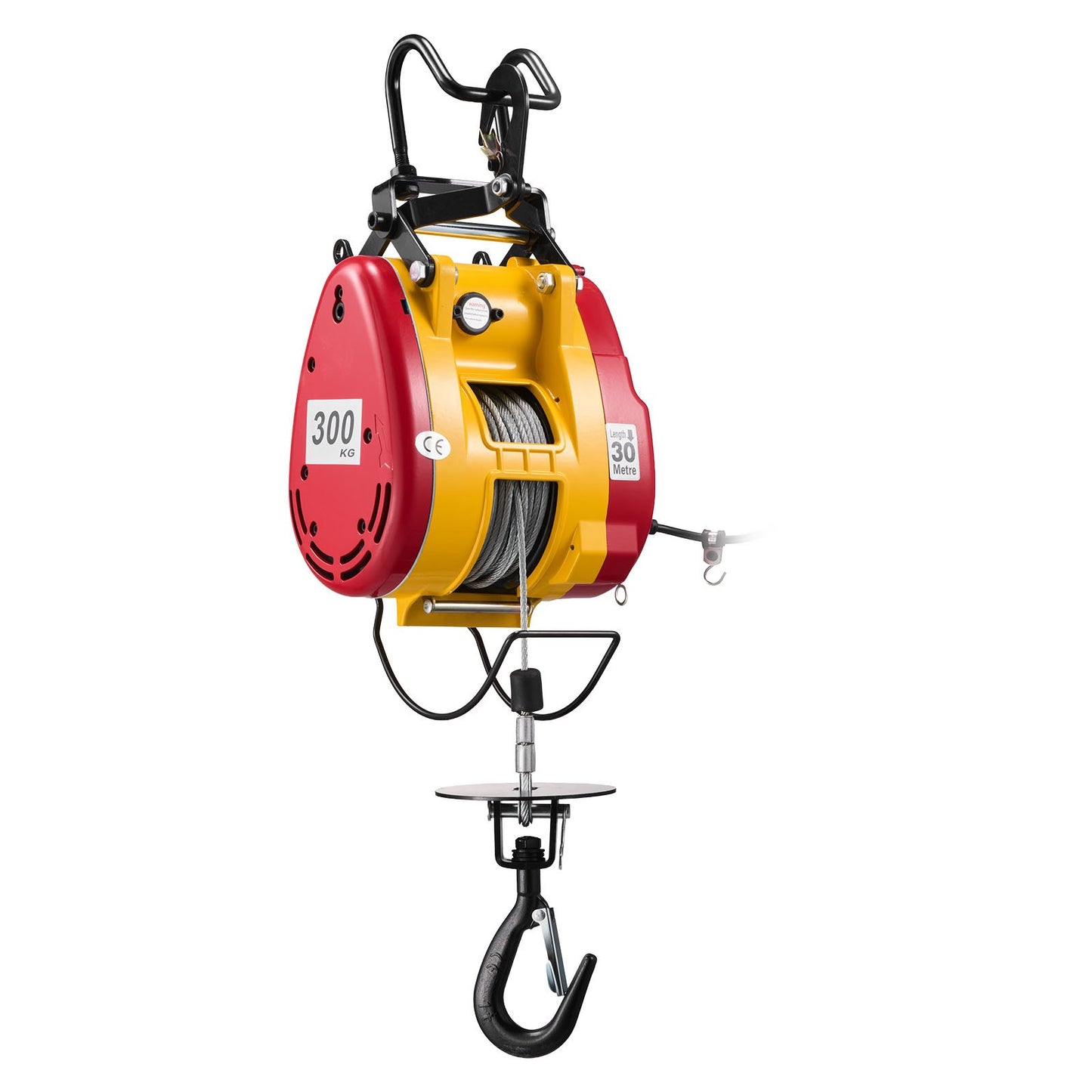 2-in-1 Electric Hoist Winch, 300 kg Capacity, 1500W Portable Power Winch Crane, 30 m Lifting Height, 18.9 m/min with Wired and Wireless Remote Control for Factory, Warehouss, Garage