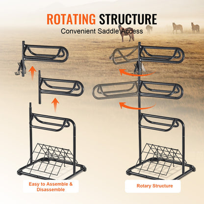 VEVOR Freestanding Saddle Stand 3 Tiers English and Western Saddle Rack