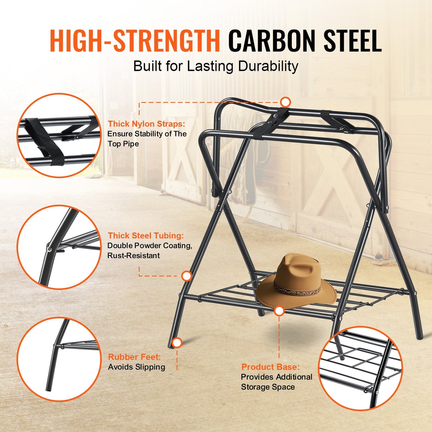 VEVOR Folding Saddle Rack Portable Freestanding Horse Saddle Stand 132lbs