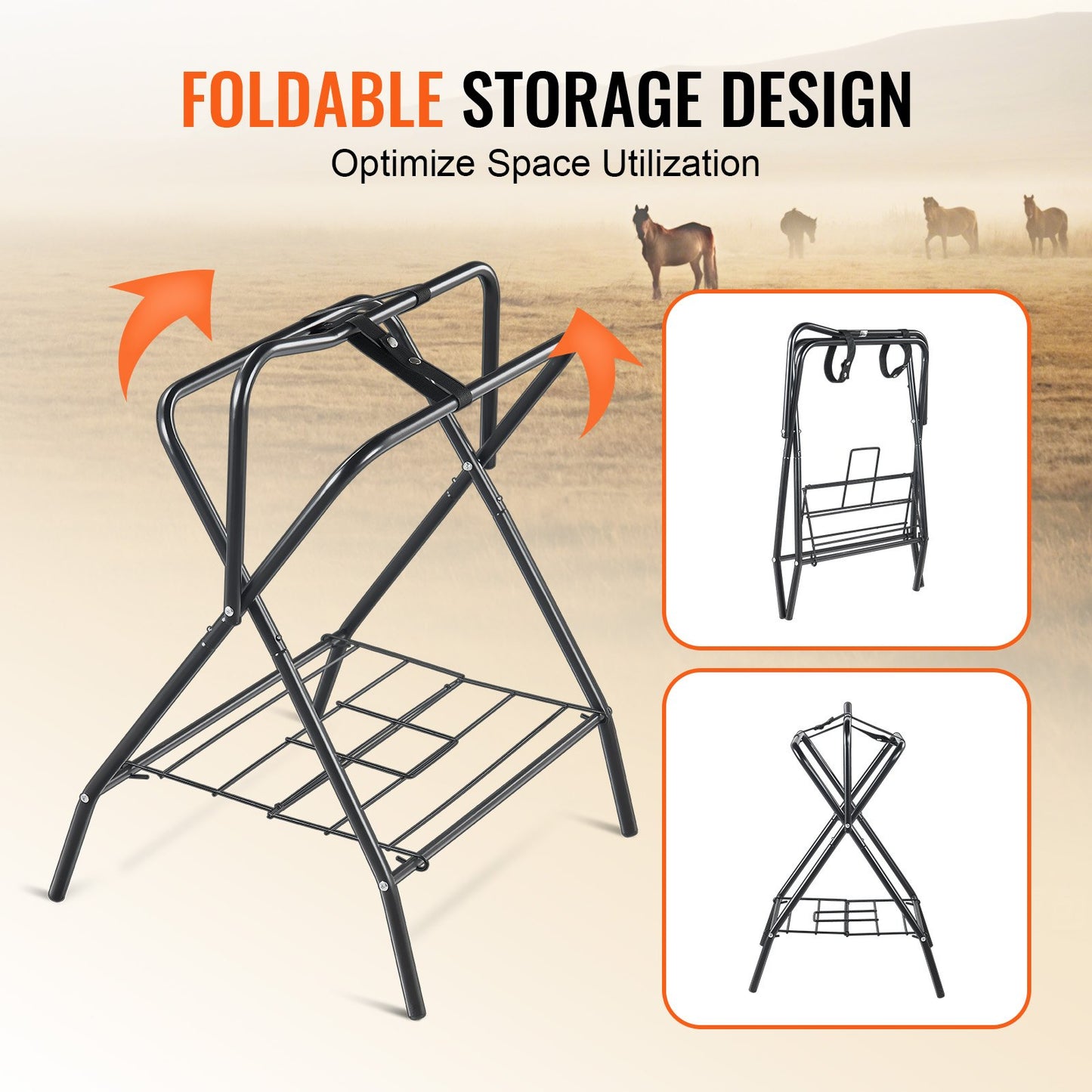 VEVOR Folding Saddle Rack Portable Freestanding Horse Saddle Stand 132lbs