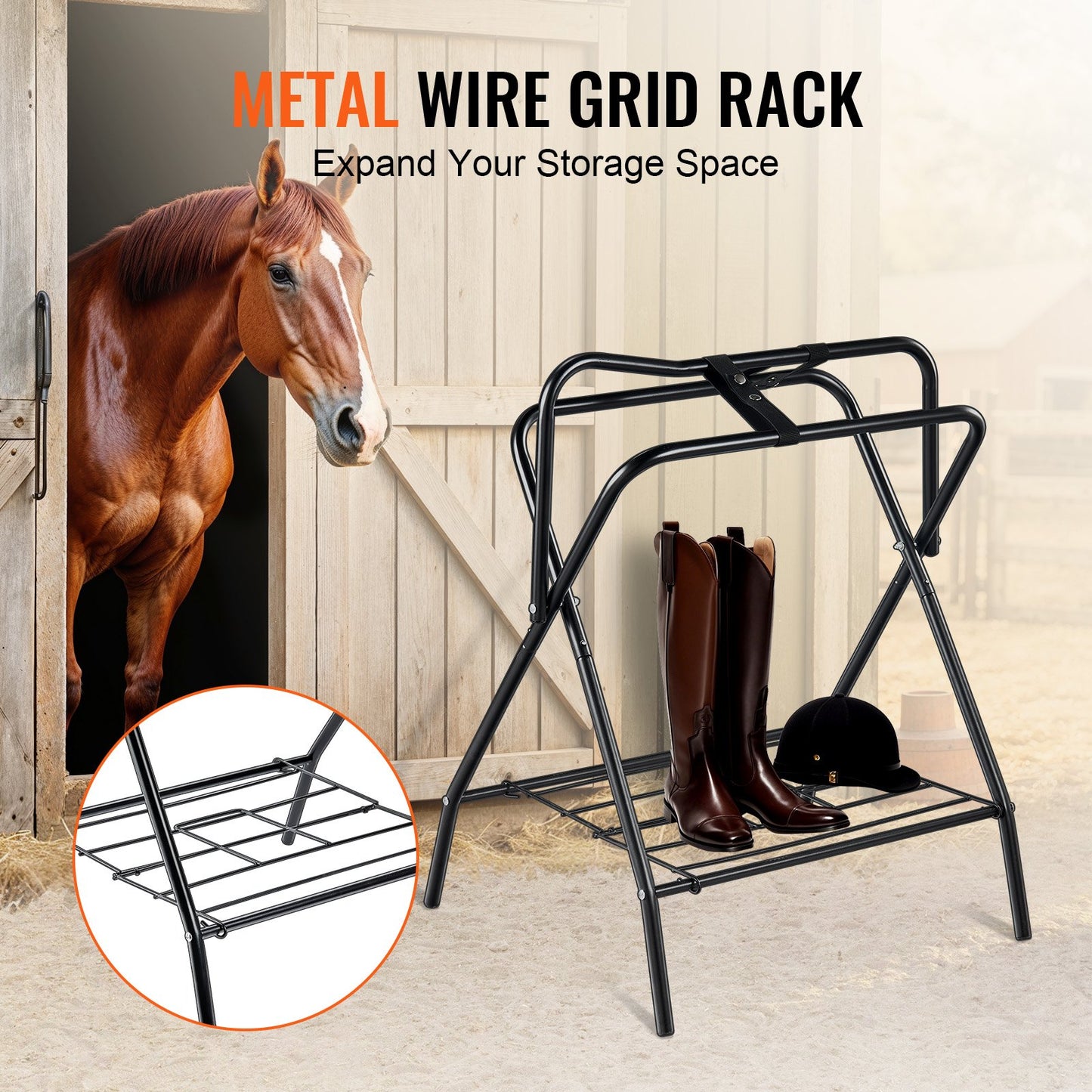 VEVOR Folding Saddle Rack Portable Freestanding Horse Saddle Stand 132lbs
