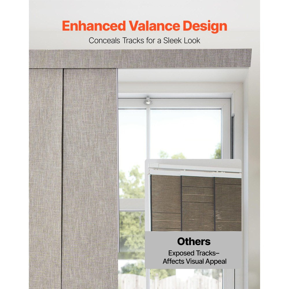 VEVOR Panel Track Blinds Extendable Track 116 cm to 218 cm W Trimmable Brown
