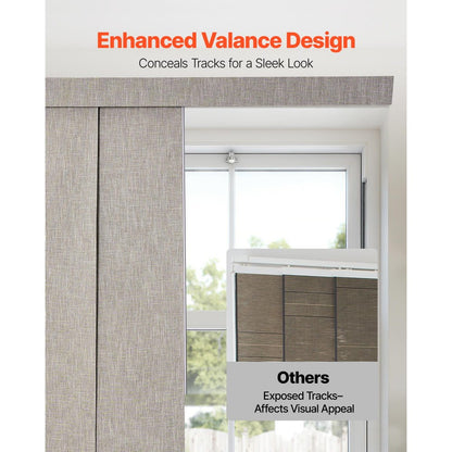 VEVOR Panel Track Blinds Extendable Track 116 cm to 218 cm W Trimmable Brown