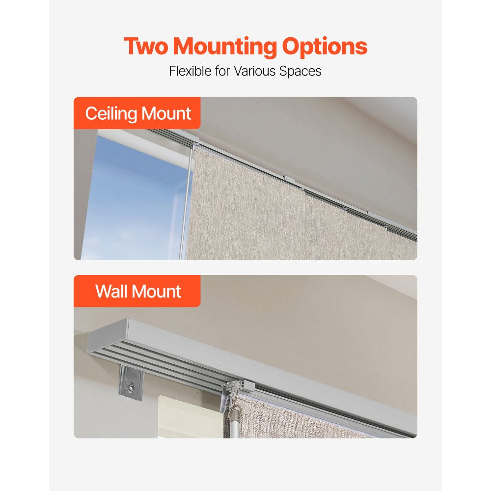 VEVOR Panel Track Blinds Extendable Track 116 cm to 218 cm W Trimmable Brown