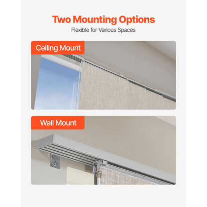 VEVOR Panel Track Blinds Extendable Track 116 cm to 218 cm W Trimmable Brown
