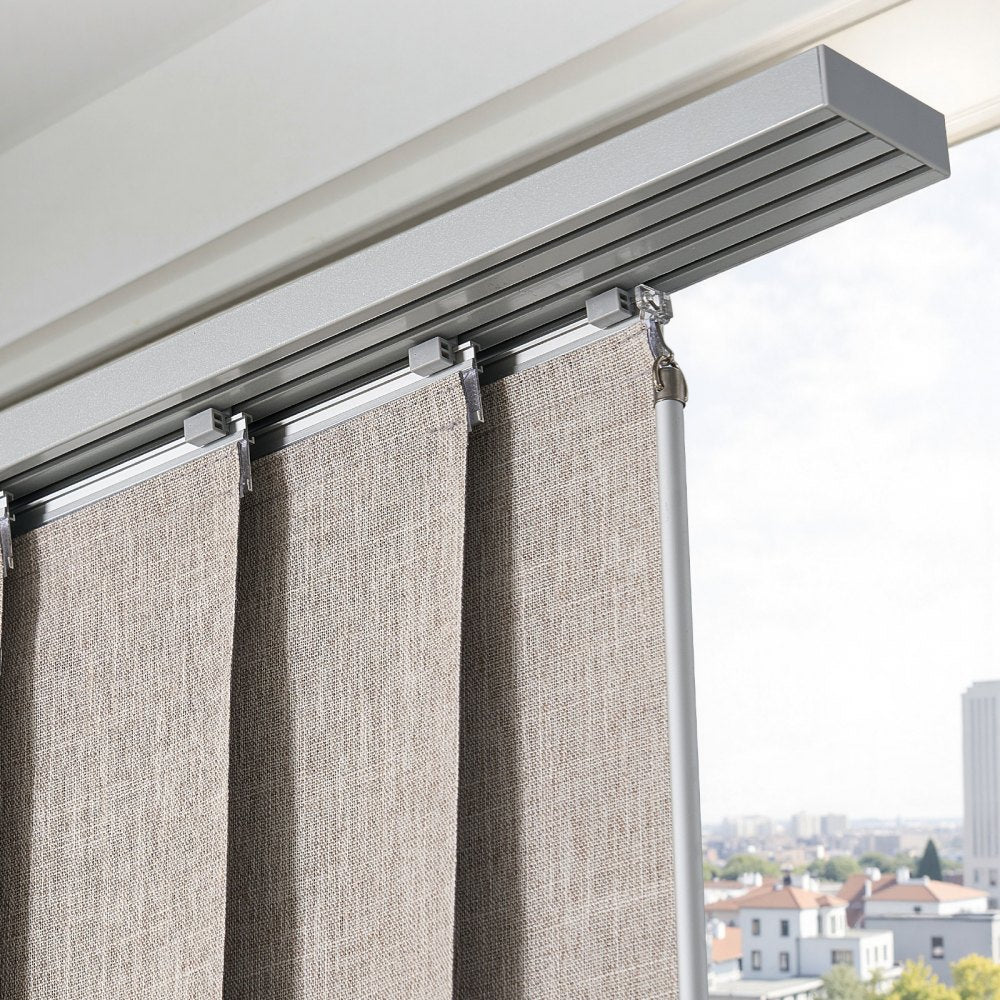 VEVOR Panel Track Blinds Extendable Track 116 cm to 218 cm W Trimmable Brown