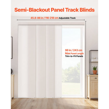 VEVOR Panel Track Blinds Extendable Track 116 to 218 cm W Trimmable Light Brown