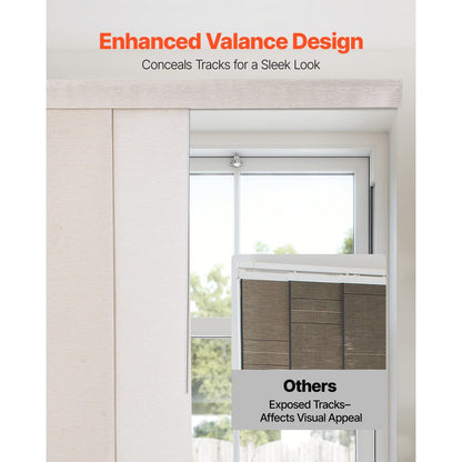 VEVOR Panel Track Blinds Extendable Track 116 to 218 cm W Trimmable Light Brown