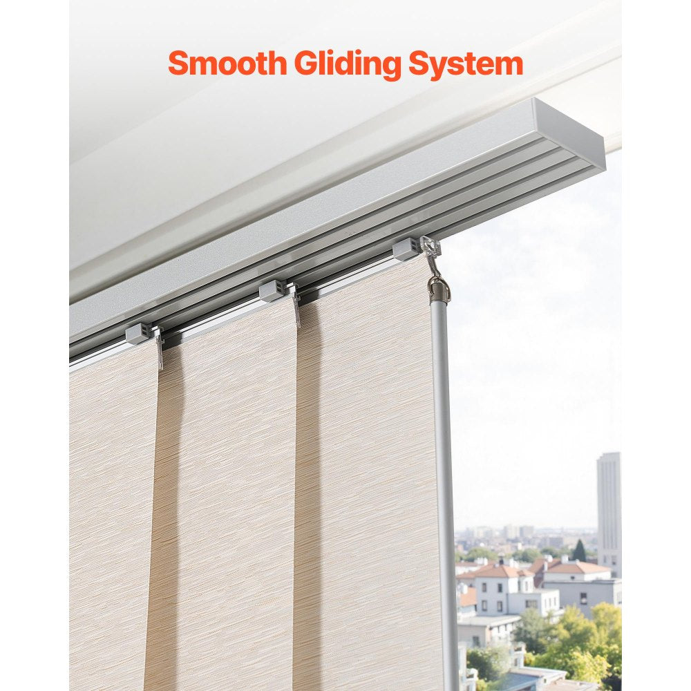 VEVOR Panel Track Blinds Extendable Track 116 to 218 cm W Trimmable Light Brown