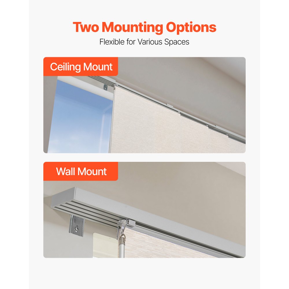 VEVOR Panel Track Blinds Extendable Track 116 to 218 cm W Trimmable Light Brown