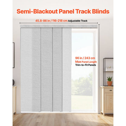 VEVOR Panel Track Blinds Extendable Track 116 cm to 218 cm W Trimmable Gray