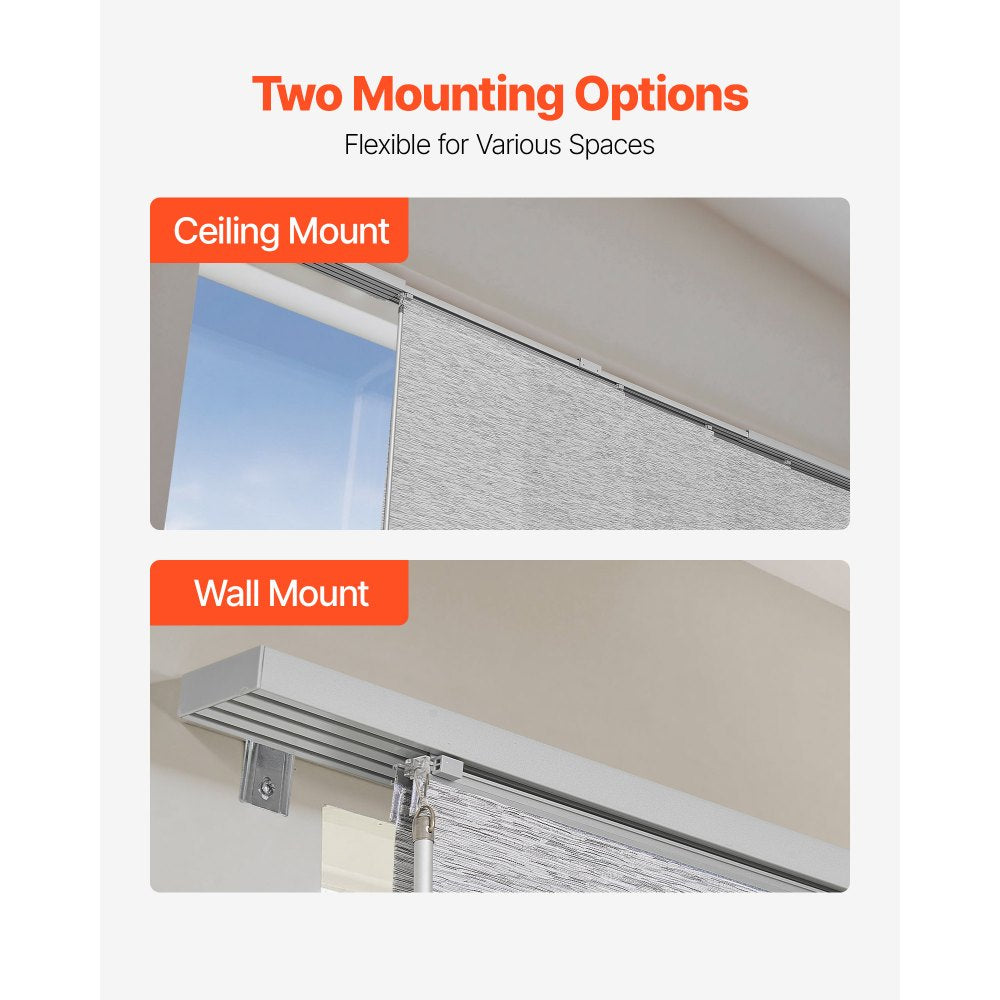 VEVOR Panel Track Blinds Extendable Track 116 cm to 218 cm W Trimmable Gray