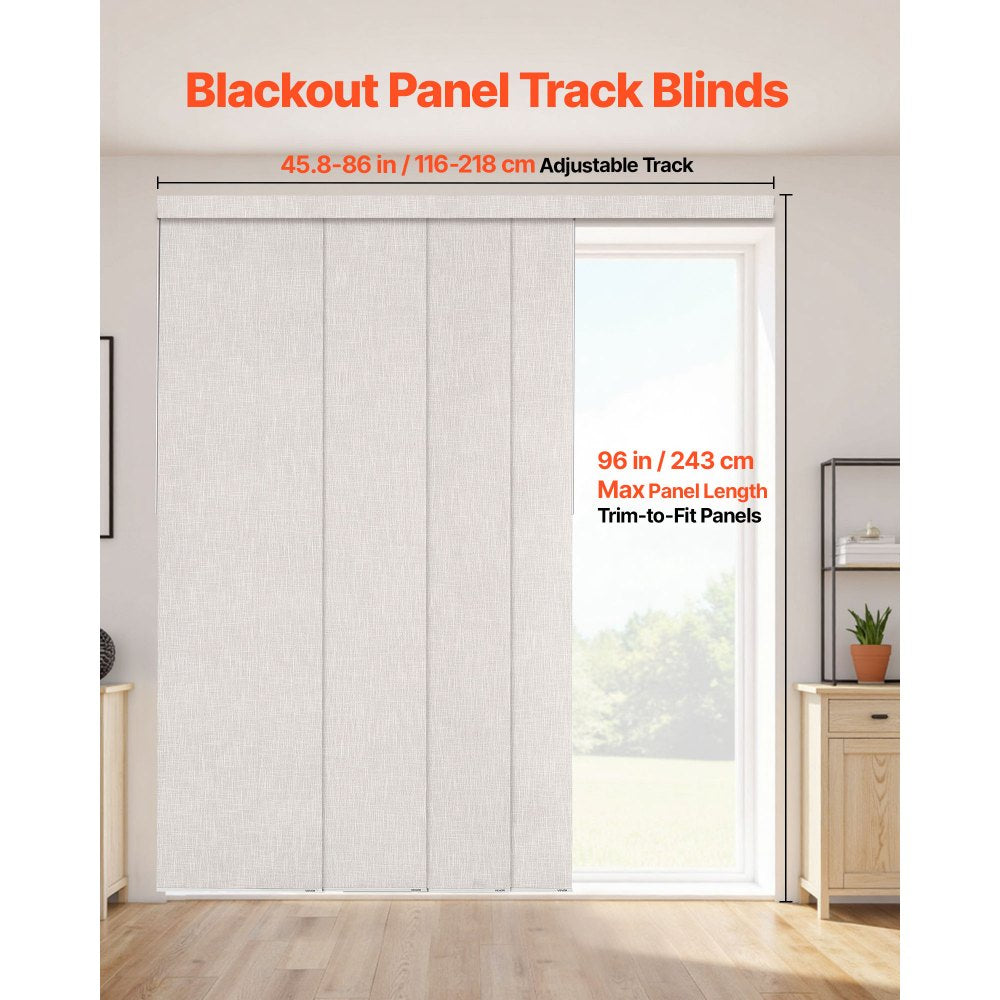 VEVOR Panel Track Blinds Extendable Track 116 to 218 cm W Trimmable Light Gray