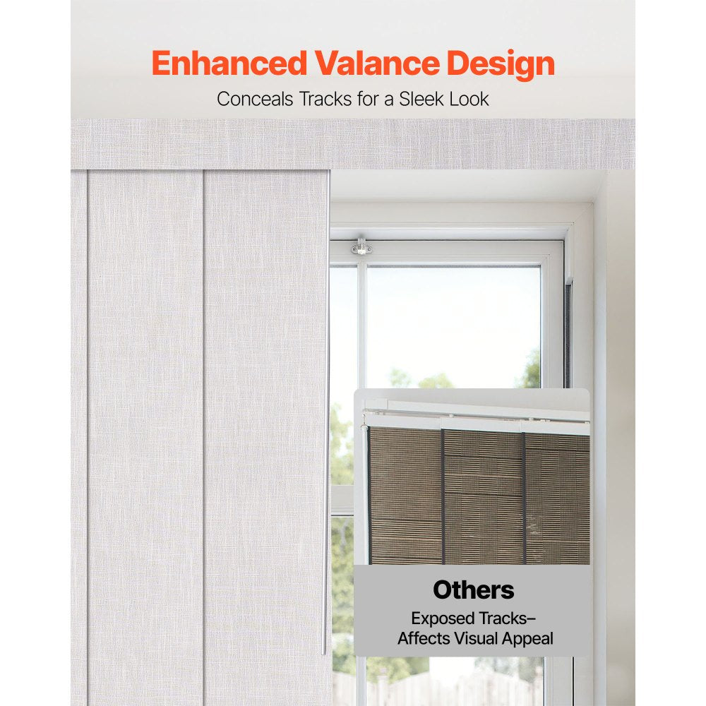 VEVOR Panel Track Blinds Extendable Track 116 to 218 cm W Trimmable Light Gray