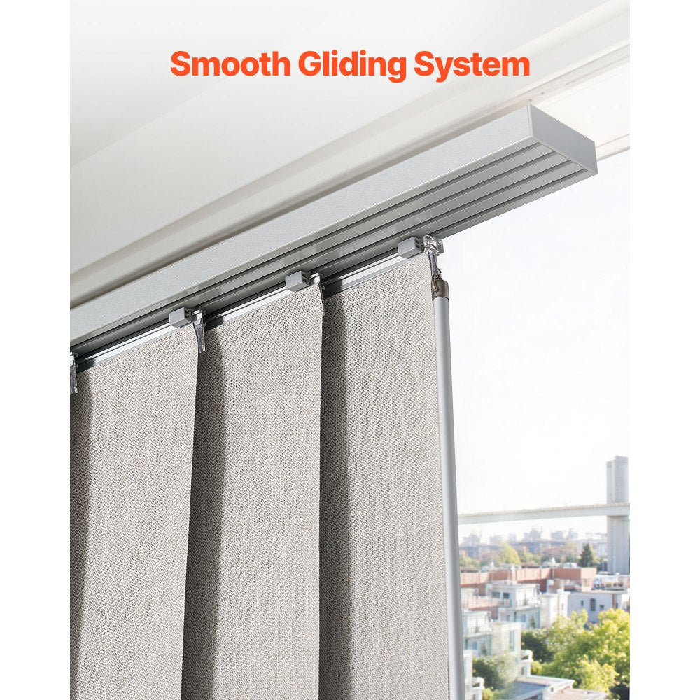 VEVOR Panel Track Blinds Extendable Track 116 to 218 cm W Trimmable Light Gray