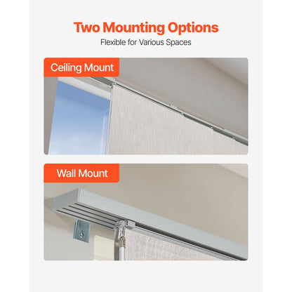VEVOR Panel Track Blinds Extendable Track 116 to 218 cm W Trimmable Light Gray