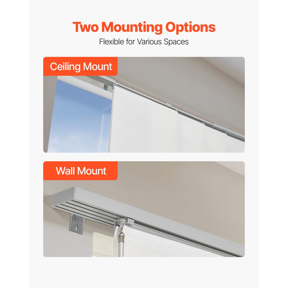 VEVOR Panel Track Blinds Extendable Track 116 cm to 218 cm W Trimmable White
