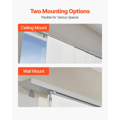 VEVOR Panel Track Blinds Extendable Track 116 cm to 218 cm W Trimmable White