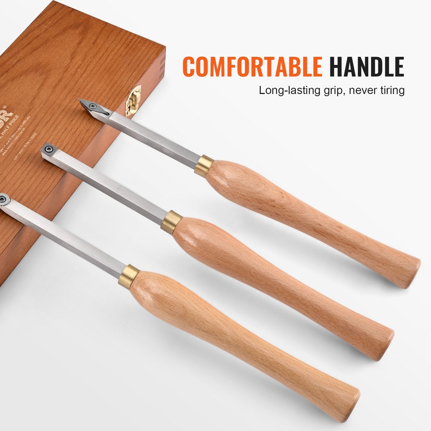 3-Piece Wood Turning Tool Set with Carbide Blades and Comfort Handles
