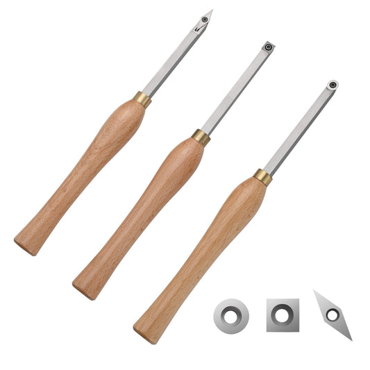 VEVOR Wood Lathe Chisel Set, 3 PCS Woodworking Turning Tools, Includes Square, Round,