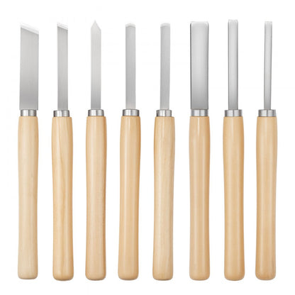 8PCS Wood Lathe Chisel Set Woodturning Tools Steel Blades Lathe Finisher